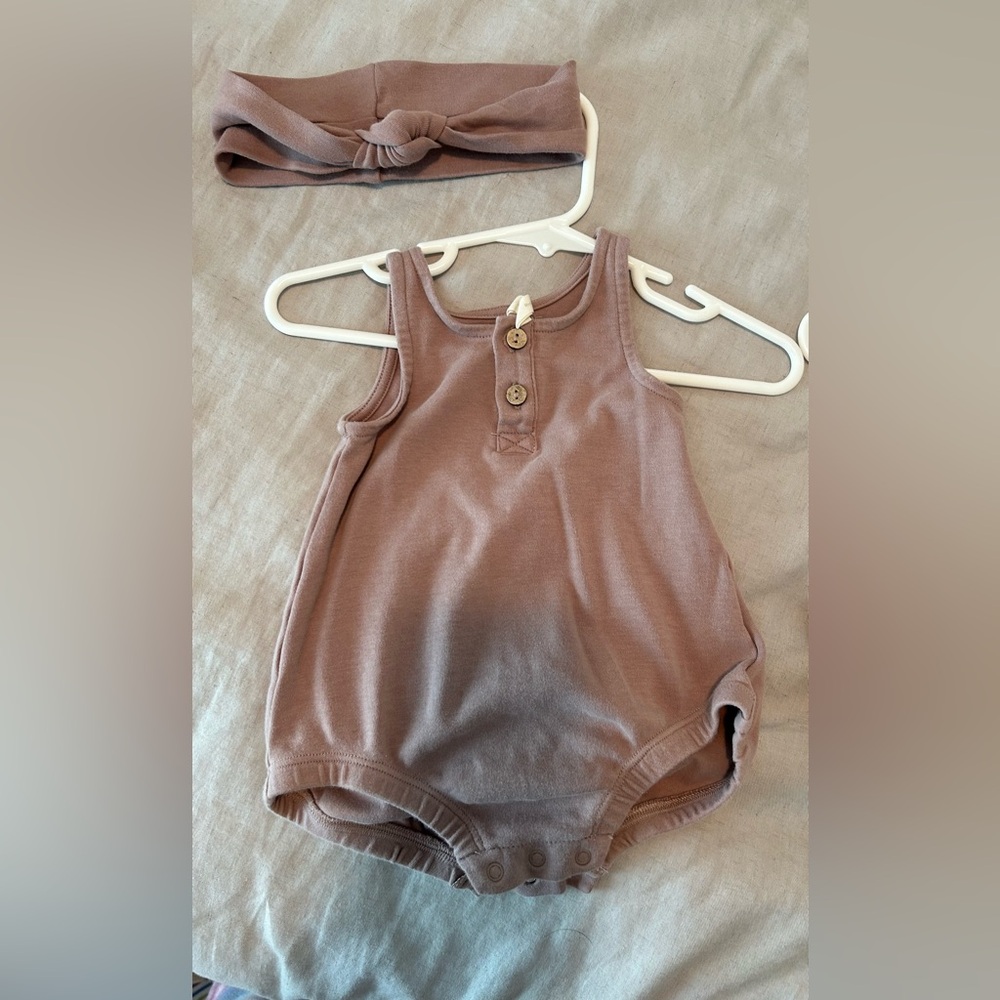 Quincy Mae bubble romper with matching head band (can be sold separately)